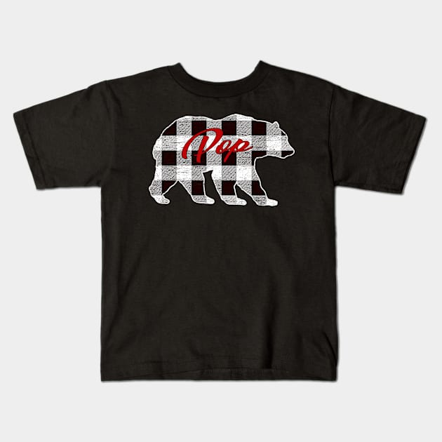 Black And White Buffalo Plaid Pop Bear Shirt Matching Pajama Family Kids T-Shirt by tabaojohnny